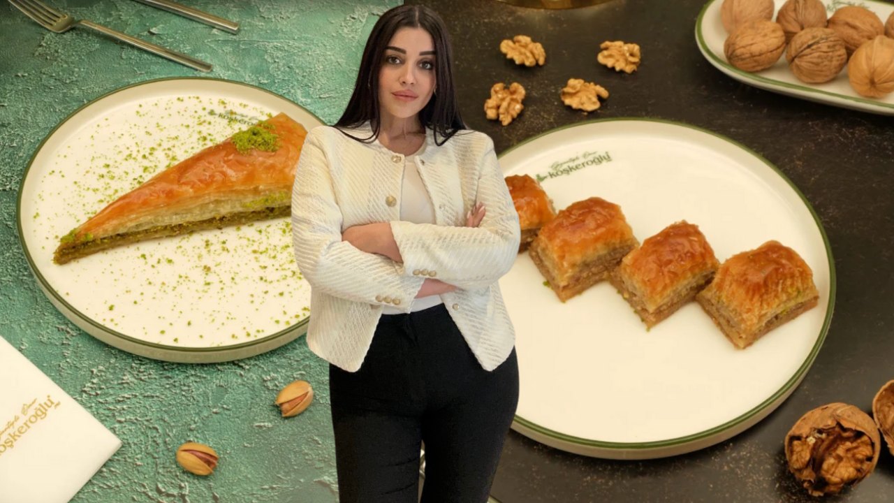 Gaziantepli Ömer Köşkeroğlu Baklavaları’nın sahibi Tuğçe Köşkeroğlu, baklavadaki ölçüye dikkat